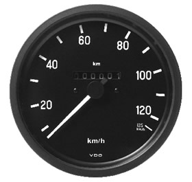0689 | VELOCIMETRO MECANICO 0-125 KM. / TRASLUCIDO VERDE VDO