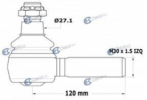 13789 | EXTREMO DIRECCION BARRA LARGA LADO IZQUIERDO R30 X 1.5MM. CESCA
