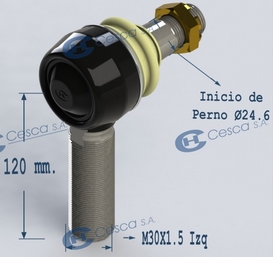 13791 | EXTREMO DIRECCION BARRA LARGA LADO IZQUIERDO R30 X 1.5MM. CESCA